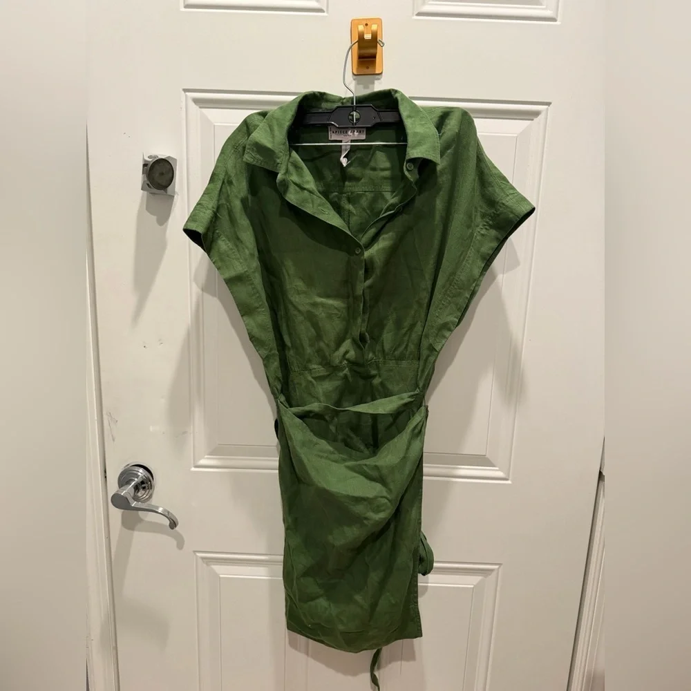 Apiece Apart Catania Wrap Linen Shirtdress green size small